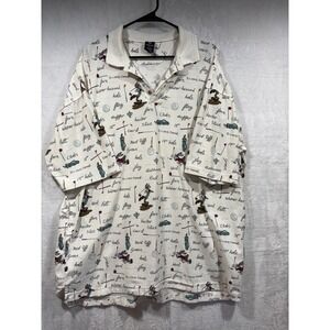 Vintage 1997 Warner Bros Studio Store Wile E Coyote Golf Polo Shirt XXL White‎